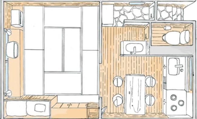 A型ケビン 平屋建て レイアウト